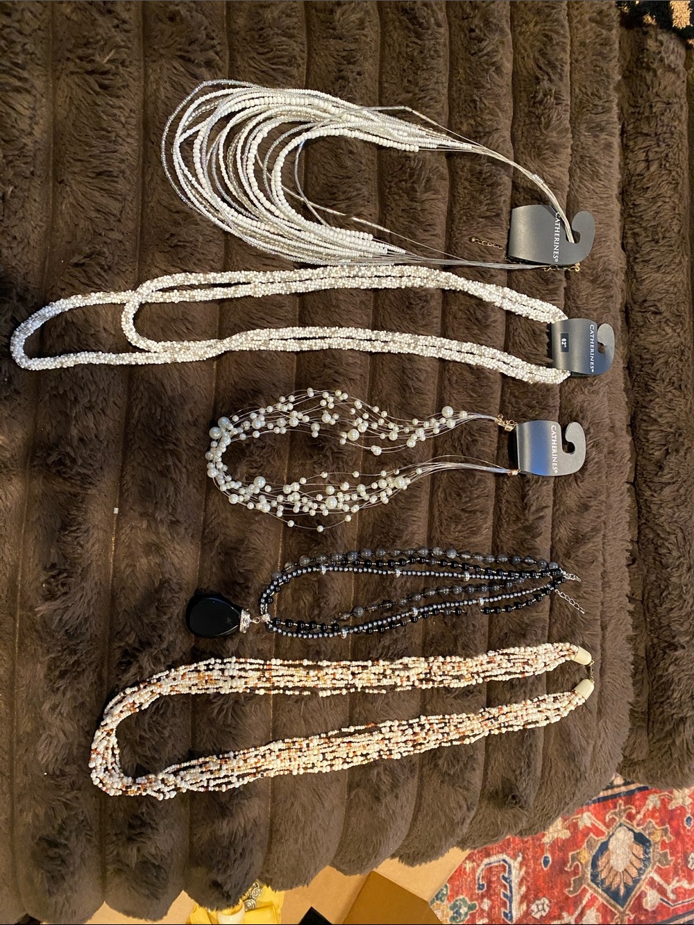 Catherines White and Black Multi-Strand Necklace Set